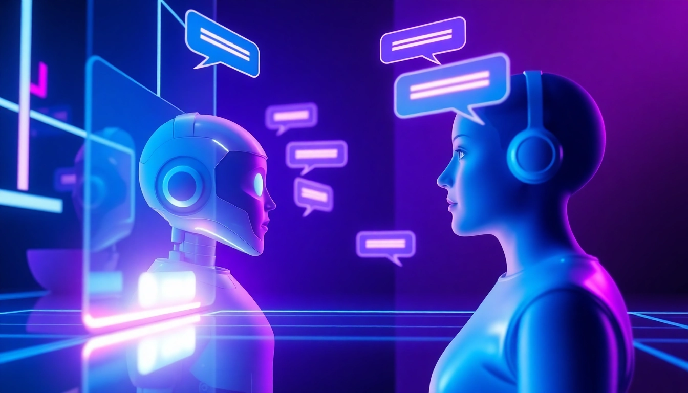 Visual representation of an AI chat interface with a user and chatbot.