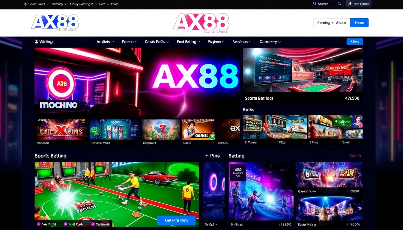AX88 online betting platform with vibrant casino and sports game visuals for engaging user experience