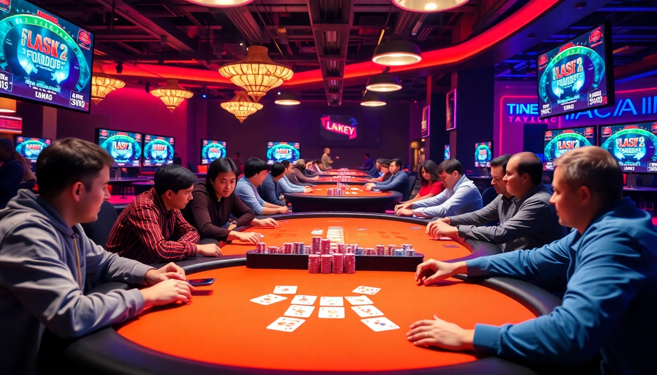 Clubgg poker players enjoying vibrant online games with chips and cards in an engaging community atmosphere.