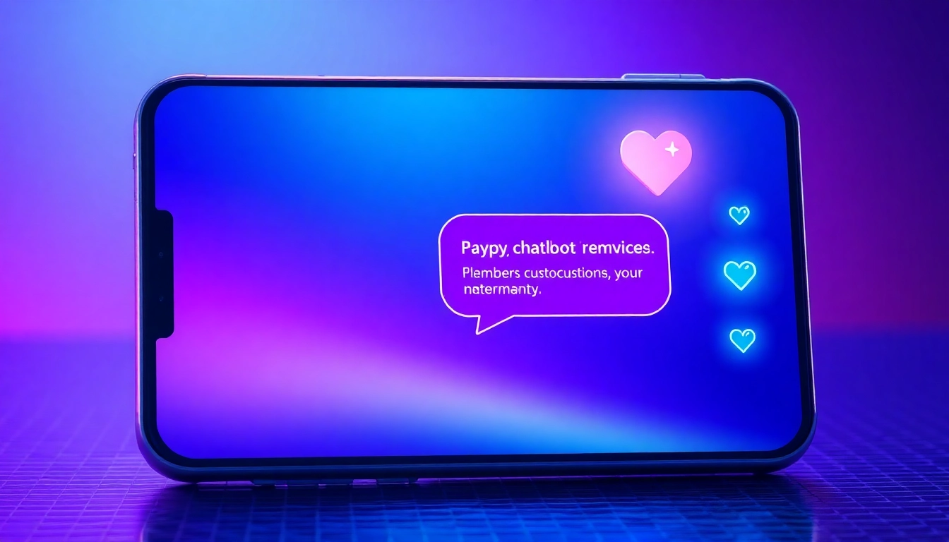 Futuristic digital chat interface showcasing AI conversation with vibrant neon accents and personalized features.