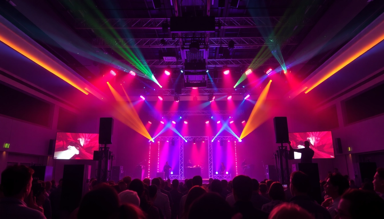 Professionelle Licht- und Tontechnik Köln in action bei einem Event mit modernster Technik, zuverlässigem Support, und kreativer Gestaltung, die Gäste begeistert.