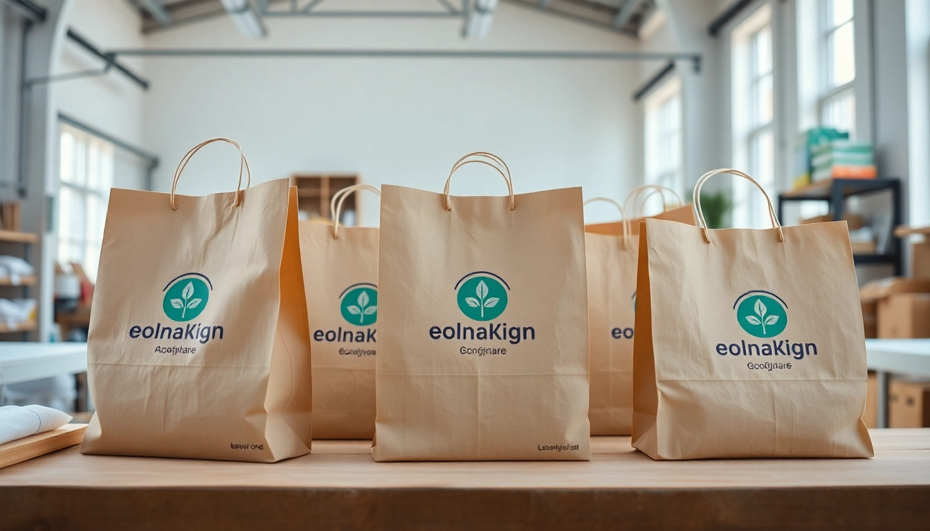 Eco-friendly torba papierowa with custom branding shown in natural daylight on a retail