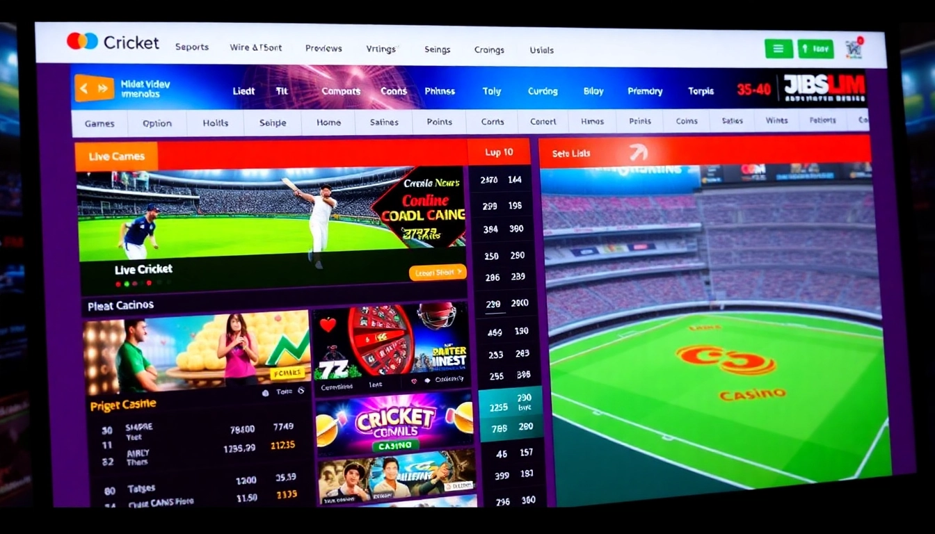 Cricbet99 win features a sleek betting dashboard showcasing live cricket and casino games for