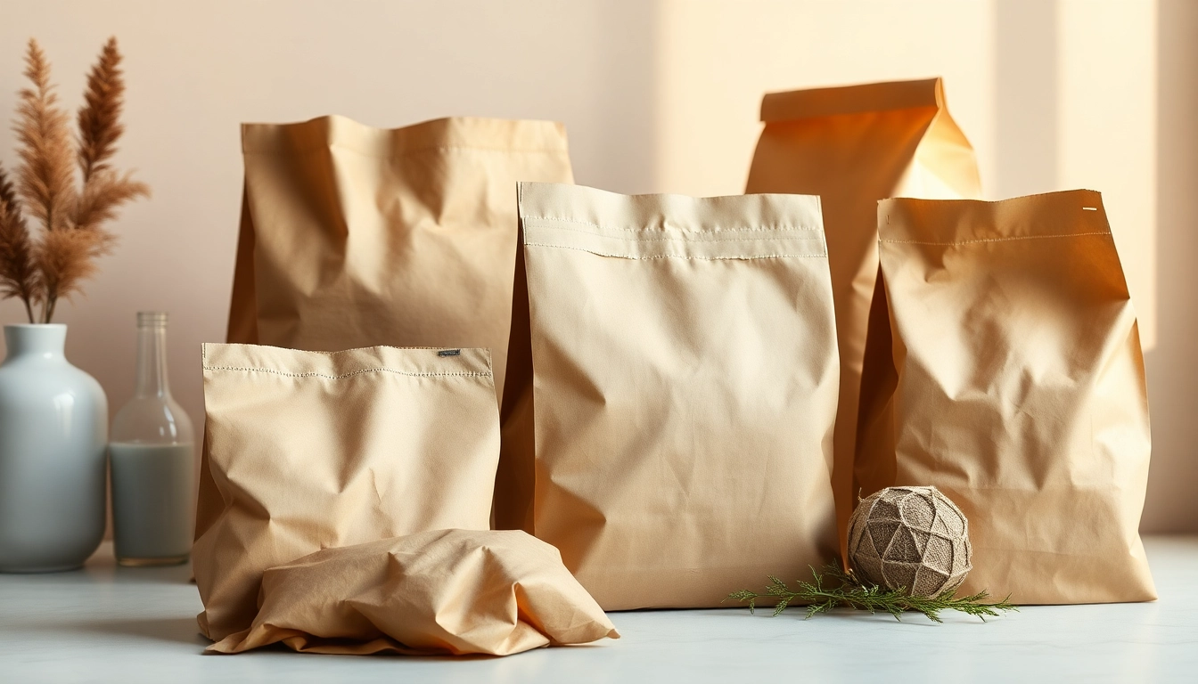 High-quality photo of a torba papierowa being filled with organic products, highlighting
